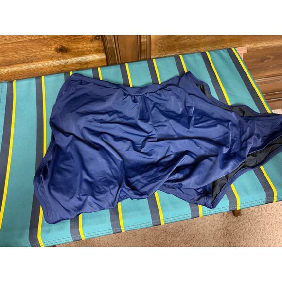 J. Crew Other - J. Crew Navy Blue Strapless Cinched Ruched One Piece swimsuit Classic Women's M